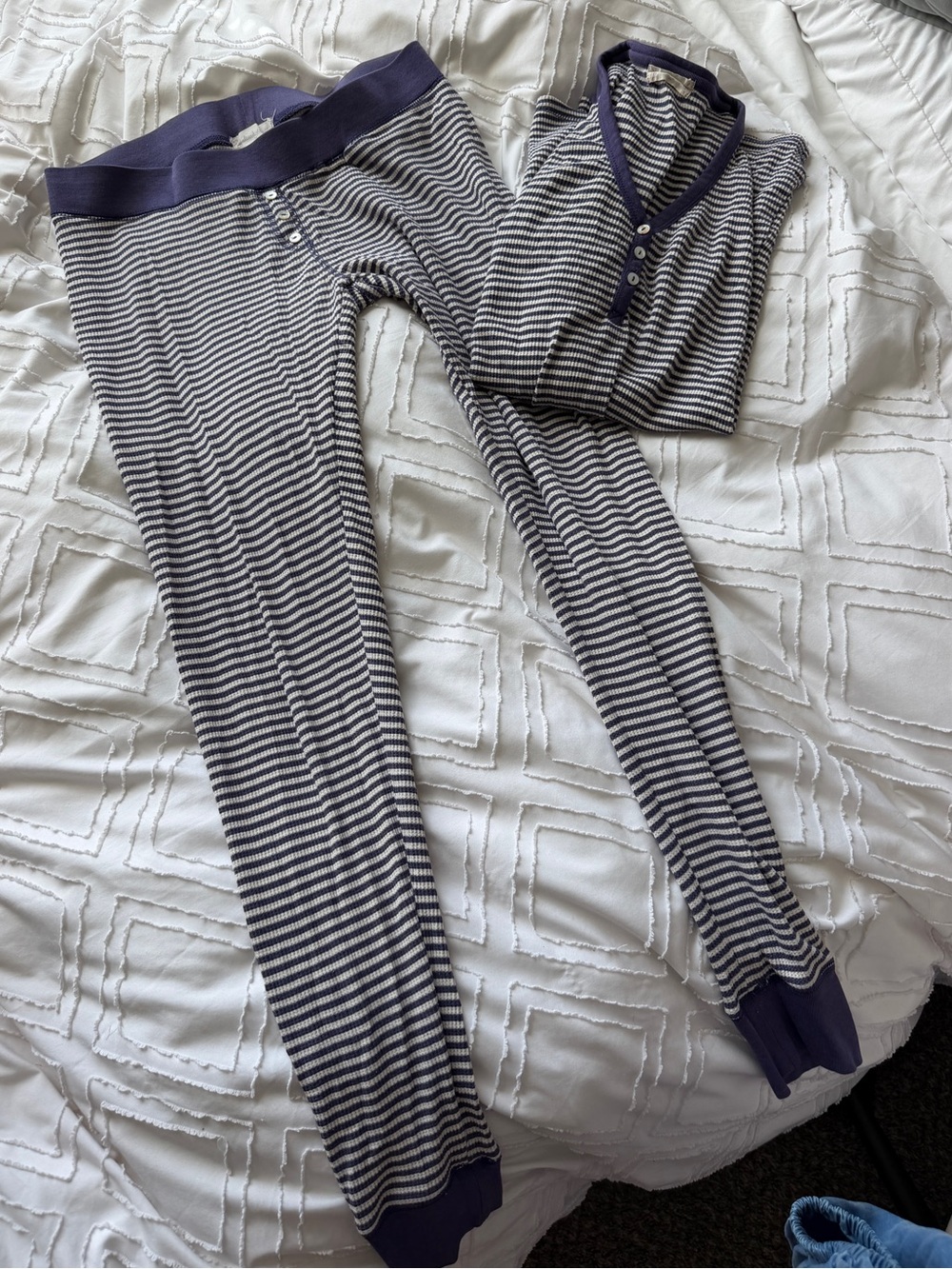Altar’d State Purple Striped Long Johns Pajama Set